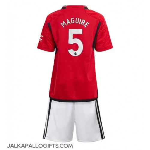 Manchester United Harry Maguire #5 Koti Peliasu Lasten 2023-24 Lyhythihainen (+ Lyhyet housut)